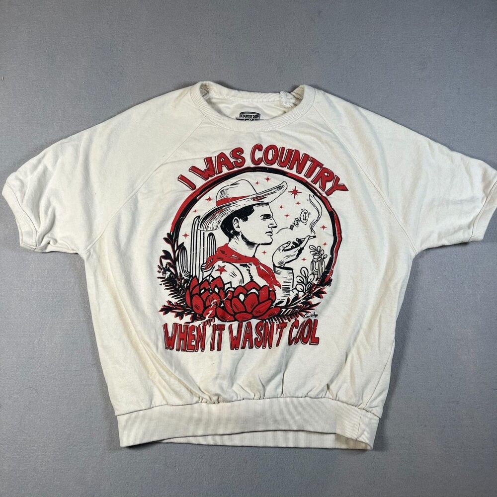 Country Deep XL fun western smoking cowboy crop sweater sweatshirt